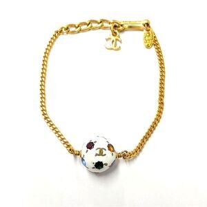 CHANEL Gold Logo Charm Bracelet
